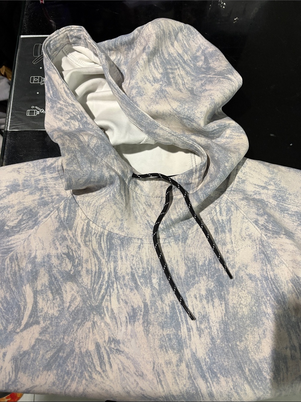 Old Navy Men's Marble-Print Crewneck Hoodie - Light Blue & White
